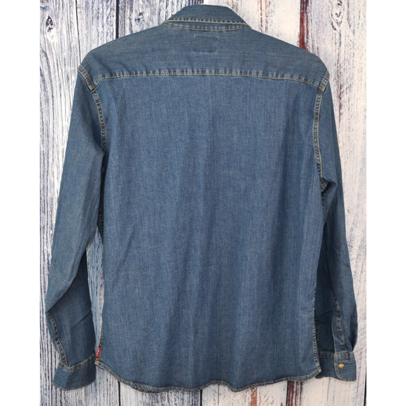 Wrangler Red Label Men’s XL Pearl Button Western Cowboy Shirt Blue - Picture 6 of 6